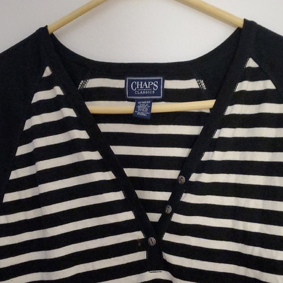 Chaps Women's Black and White Striped Blouse - Picture 3 of 4